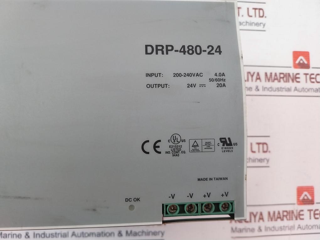 Mean Well Drp-480-24 Switching Regulator 200-240vac 4.0a 50/60hz , 24v 20a