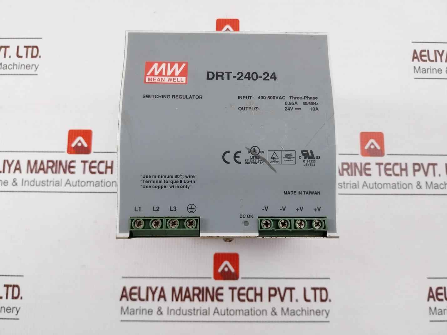 Mean Well Drt-240-24 Industrial Din Rail Power Supply 400-500vac Three Phase 50