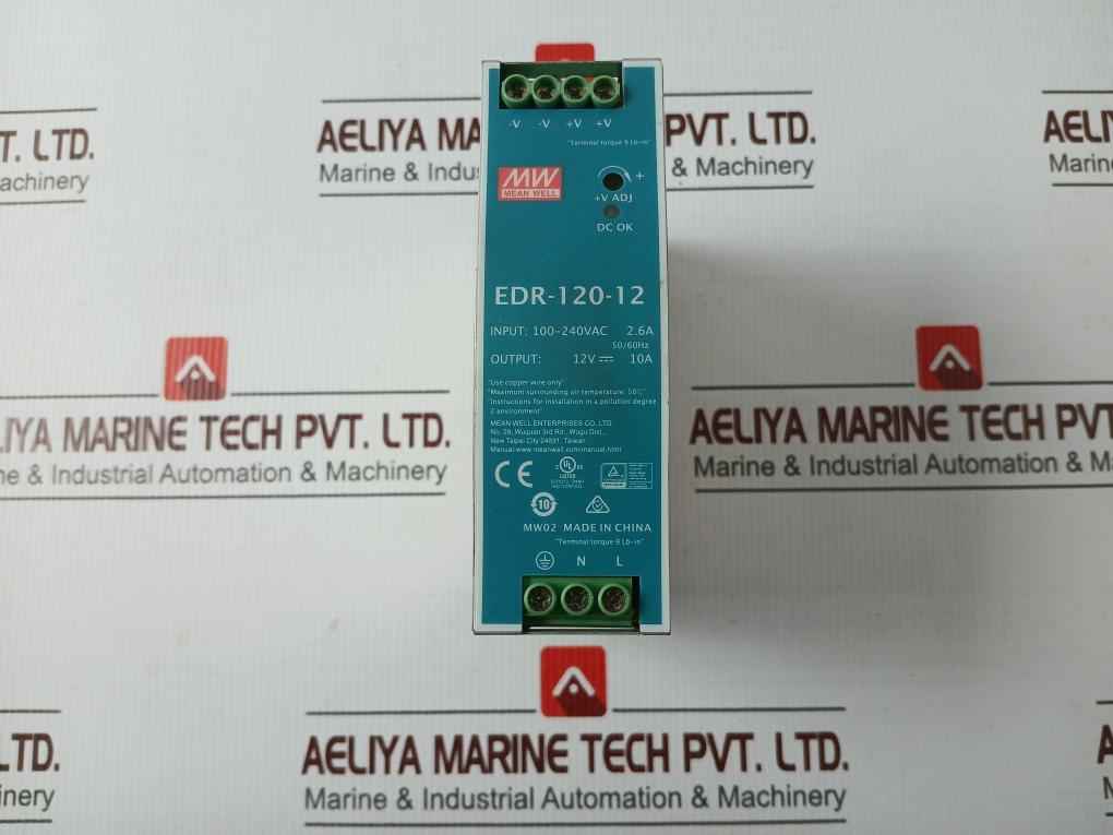 Mean Well Edr-120-12 Power Supply E215312 50/60Hz 100-240Vac 2.6A 12V 10Amean Well Enterprises Co., Ltd.