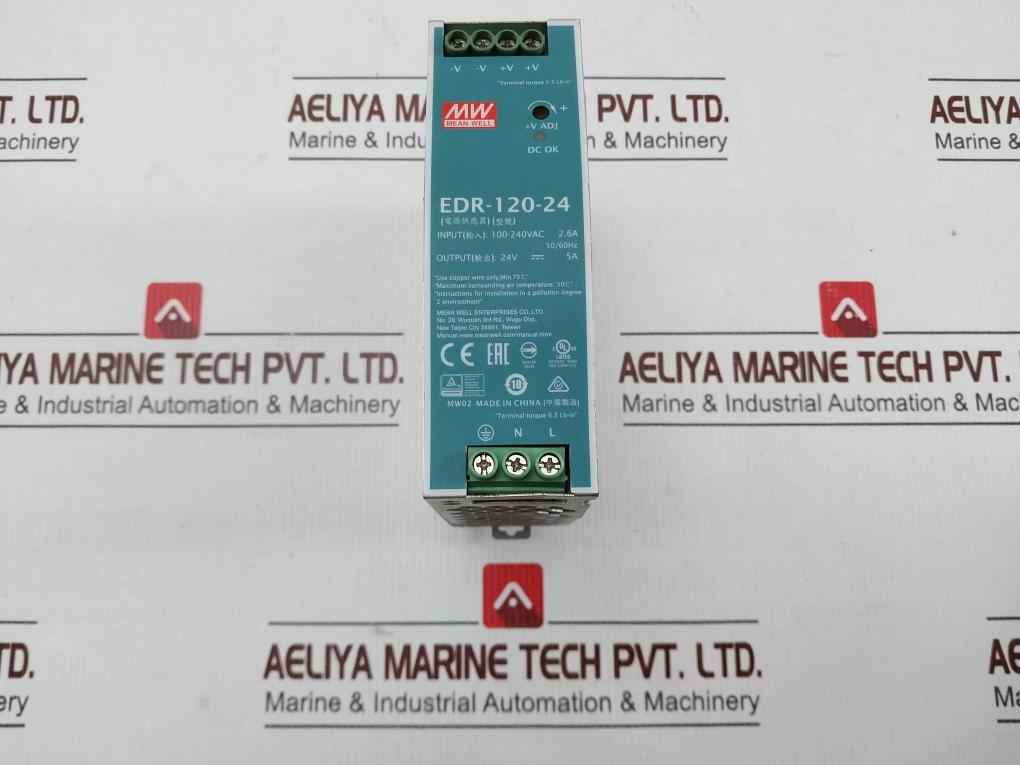 Mean Well Edr-120-24 Rail Power Supply Mw02 100-240Vac E215312