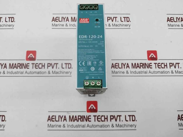 Mean Well Edr-120-24 Rail Power Supply Mw02 100-240Vac E215312