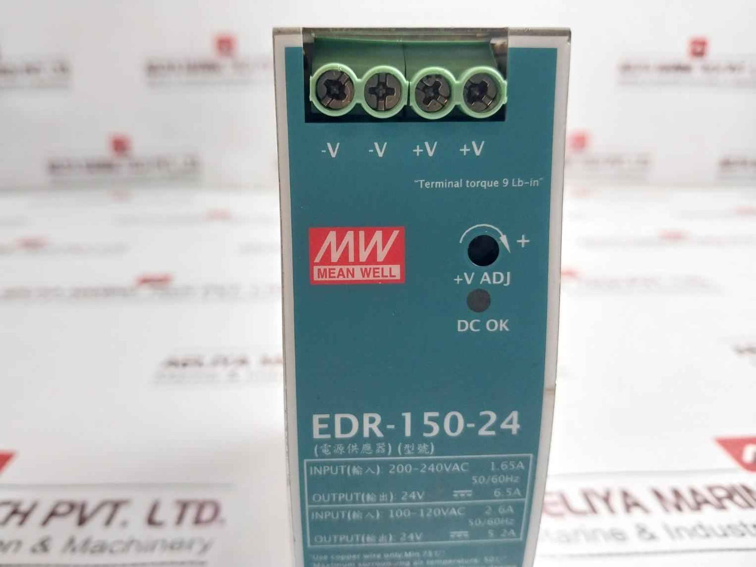 Mean Well Edr-150-24 Power Supply 75C 200-240Vac 1.65A 50/60Hz