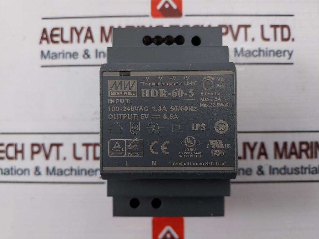 Mean Well Hdr-60-5 Power Supply 50/60Hz 100-240V Ac