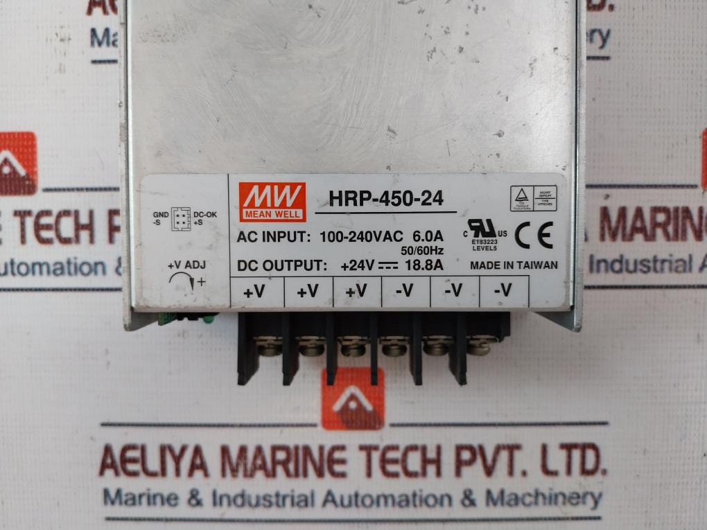 Mean Well Hrp-450-24 Switching Power Supply 100-240 Vac 6.0A 50/60Hz