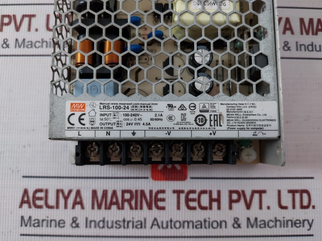 Mean Well Lrs-100-24 Switching Power Supply 50/60Hz 24V-4.5A E183223 94V-0