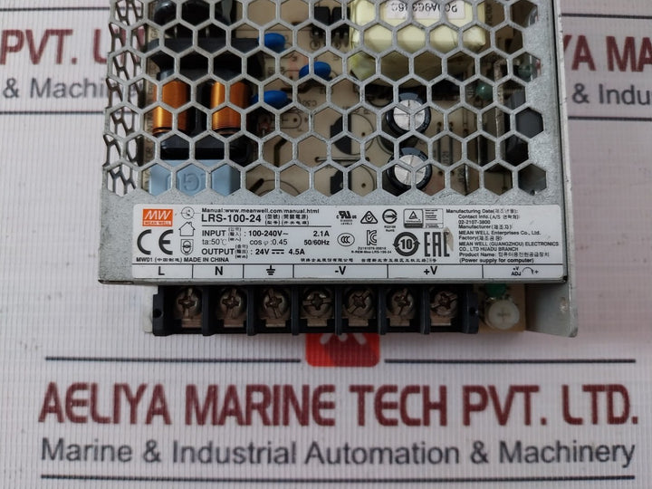 Mean Well Lrs-100-24 Switching Power Supply 50/60Hz 24V-4.5A E183223 94V-0
