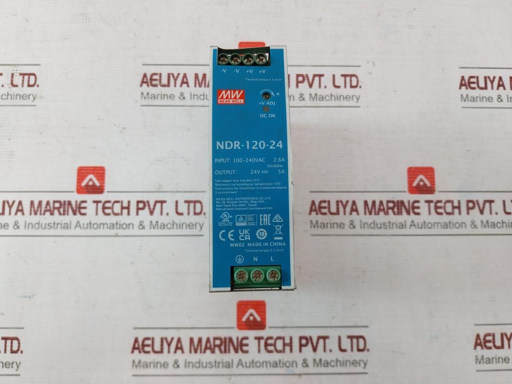 Mean Well Ndr-120-24 Ac/Dc Single Output Din Rail Power Supply Module 120W