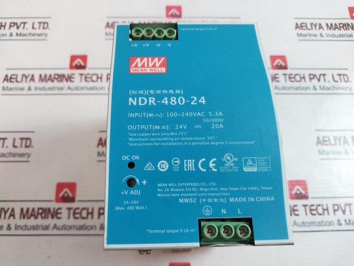 Mean Well Ndr-480-24 Power Supply 24V 20A