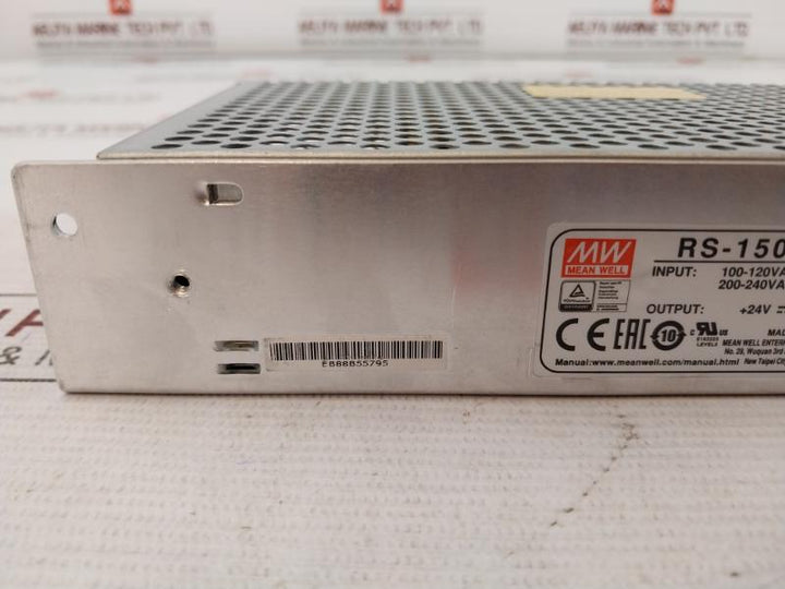 Mean Well Rs-150-24 Ac-dc Single Output Enclosed Power Supply 50/60Hz 200-240Vac