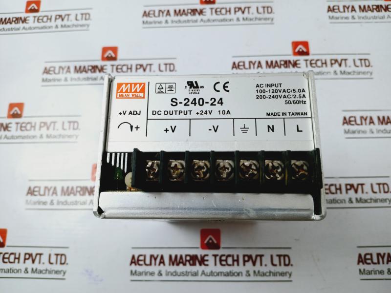 Mean Well S-240-24 Switching Power Supply Unit 24V, 10A 100-120Vac 5.0A 50/60Hz