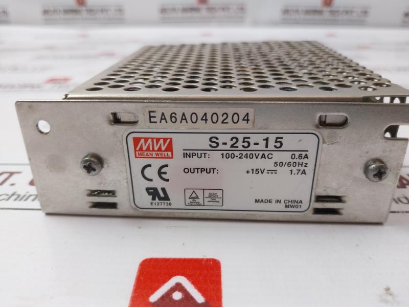 Mean Well S-25-15 Power Supply Unit 100-240Vac 0.6A 50/60Hz 