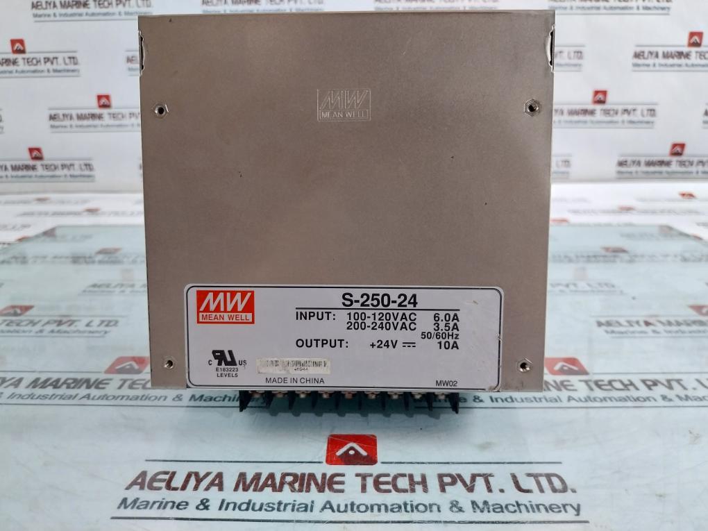 Mean Well S-250-24 Switching Power Supply 10A 100-240Vac 6.0-3.5A 50/60Hz