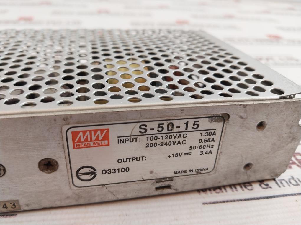 Mean Well S-50-15 Switching Mode Power Supply 50/60Hz
