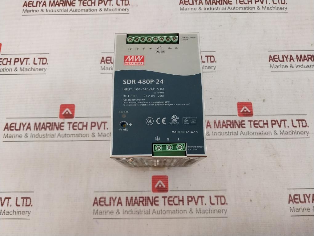 Mean Well Sdr-480P-24 Ac-dc Industrial Din Rail Power Supply 100-240Vac 5.0A