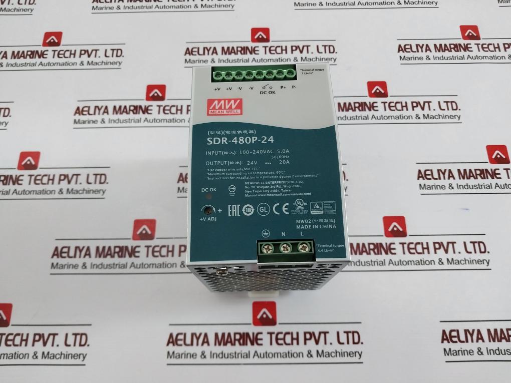 Mean Well Sdr-480P-24 Ac/Dc Din Rail Supply 100-240Vac 5.0A 50/60Hz