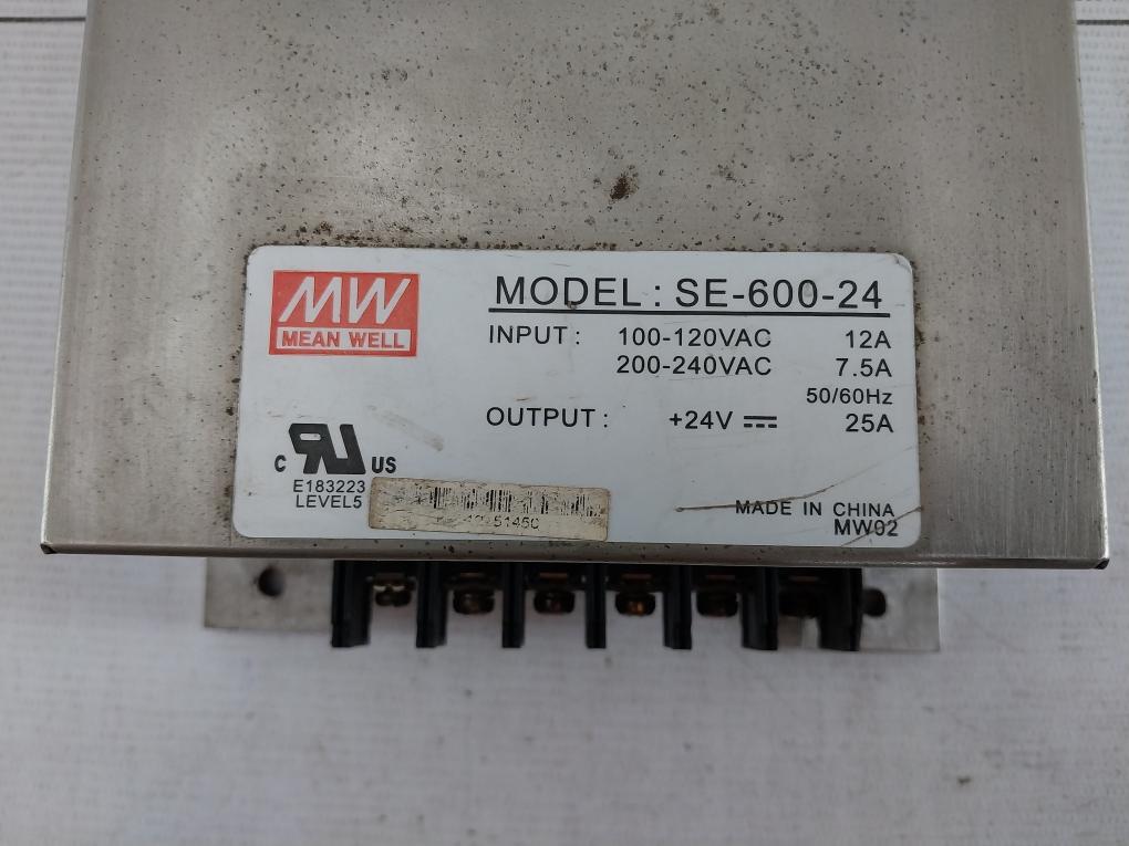 Mean Well Se-600-24 Switching Mode Power Supply 200-240Vac 7.5A E183223