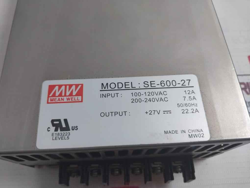 Mean Well Se-600-27 Switch-mode Power Supply Unit 27Vac