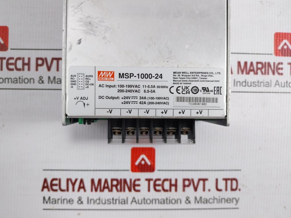 Mean Well Switching Power Supply 100-240Vac 50/60Hz Part No Msp-1000-24