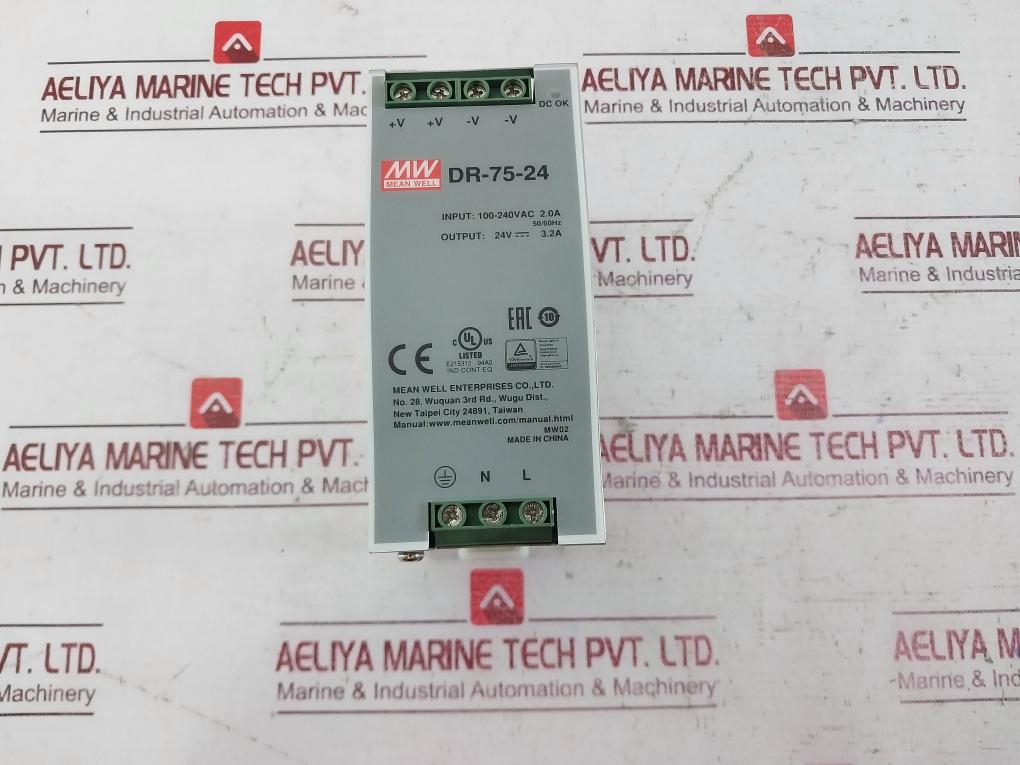 Mean Well Dr-75-24 Din Rail Power Supply 100-240Vac