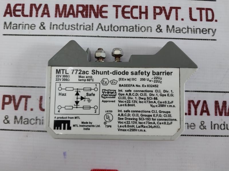 Measurement Technology 772AC Shunt-diode Safety Barrier 22V