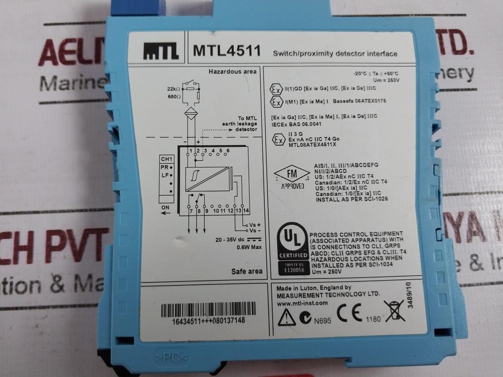 Measurement Technology Mtl4511 Switch/ Proximity Detector Interface 20-35V Dc