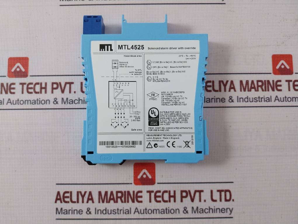 Measurement Technology Mtl4525 Solenoid/Alarm Driver With Override 20-35Vdc