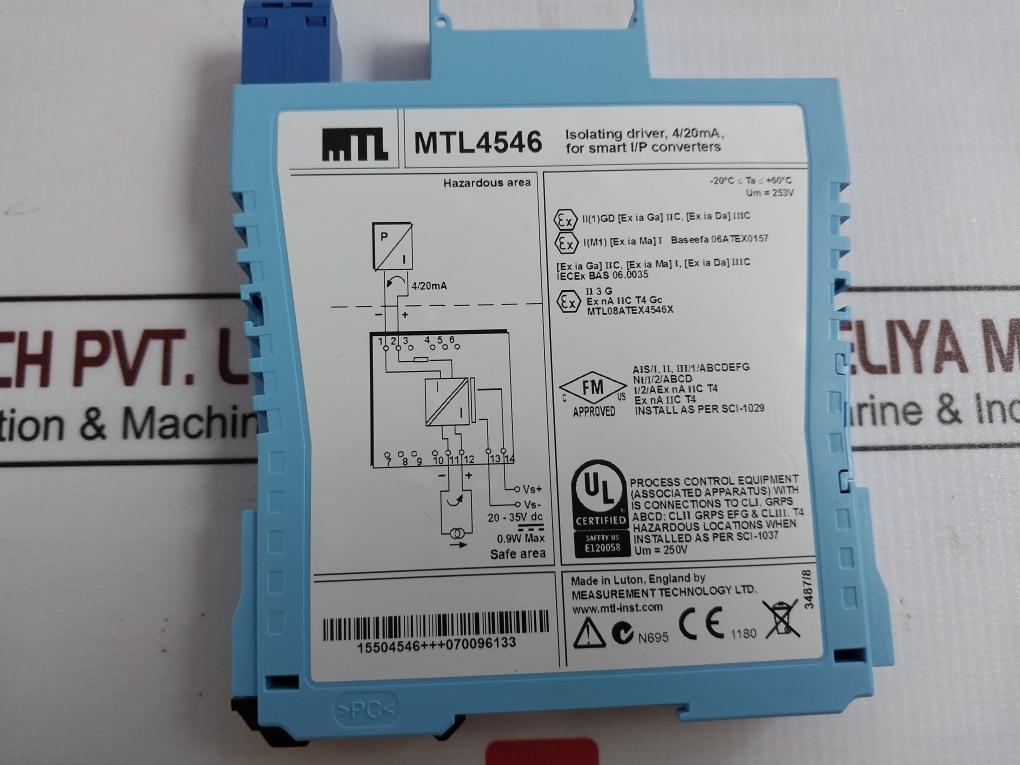 Measurement Technology Mtl4546 Isolating Driver For Smart I/P Converter 4/20Ma