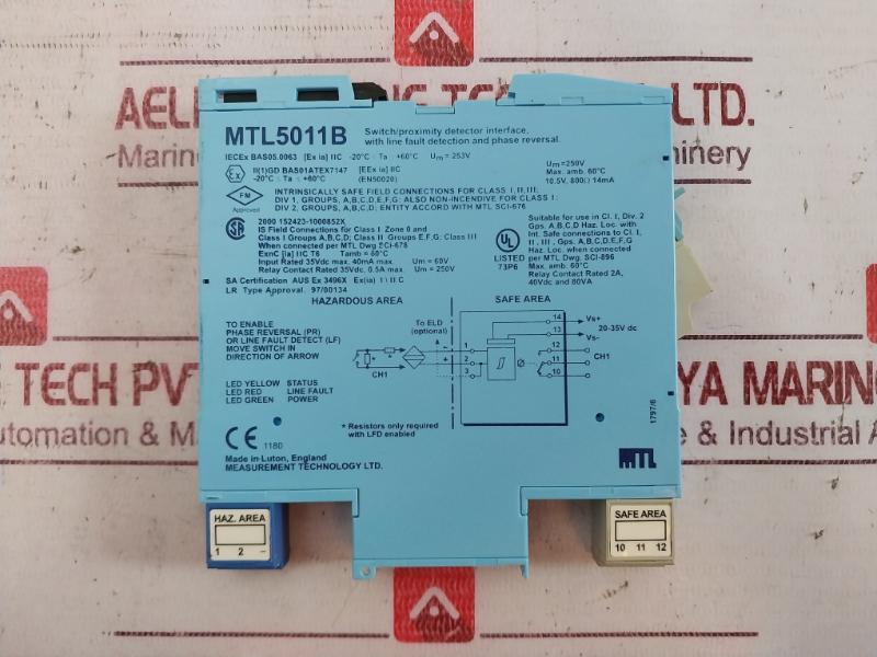 Measurement Technology Mtl5011B Switch/Proximity Detector Interface 20-35Vdc