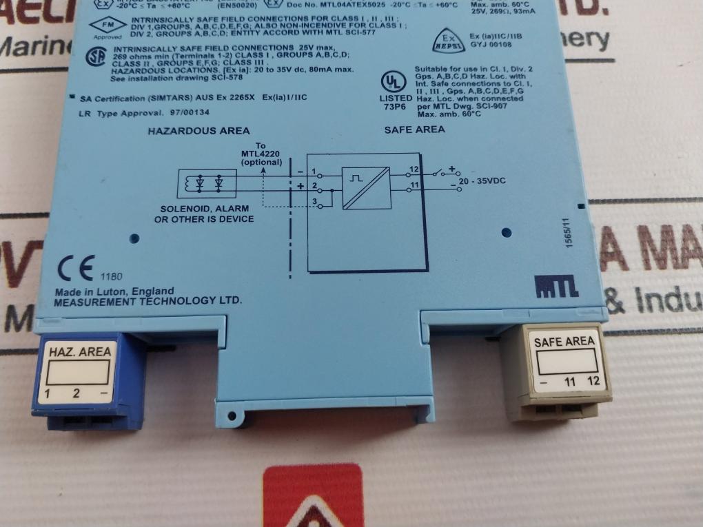 Measurement Technology Mtl5025 Low-Current Loop-Powered Solenoid/Alarm Driver Used