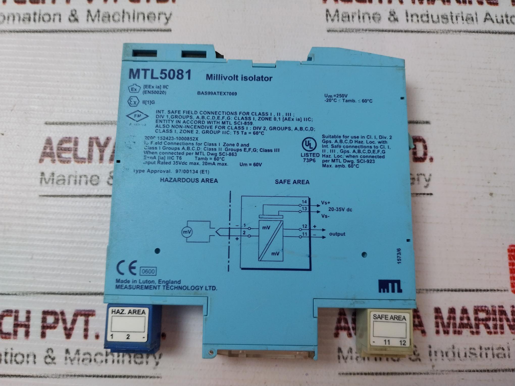 Measurement Technology Mtl5081 Millivolt Isolator Safety Drive 250V