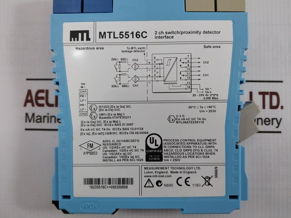 Measurement Technology Mtl5516C 2 Ch Proximity Detector Interface 20–35Vdc