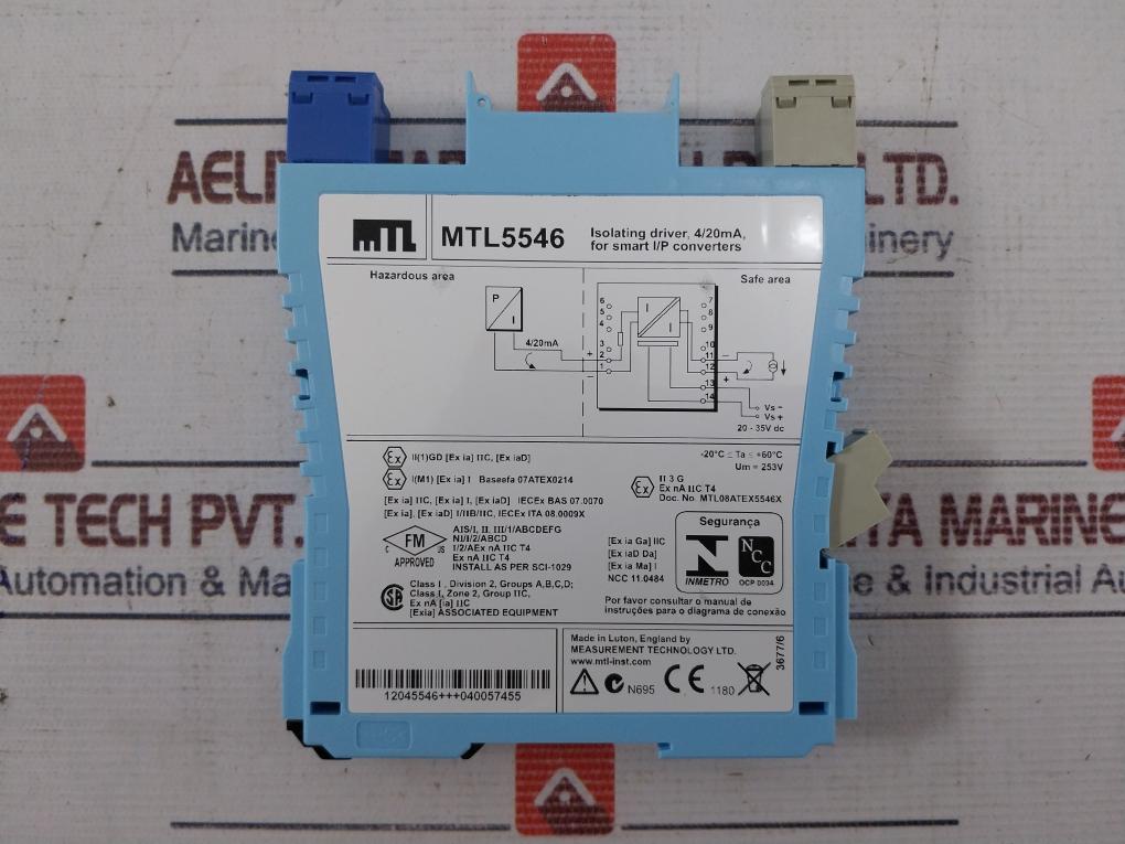 Measurement Technology Mtl5546 Isolating Driver 4/20Ma 20-35V Dc 253V
