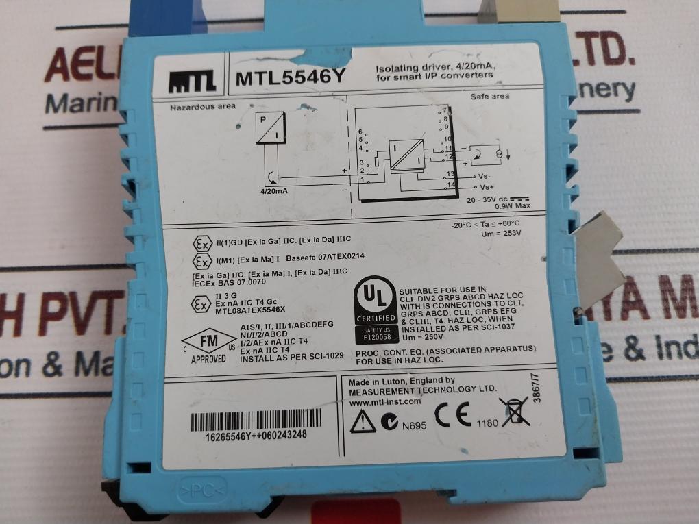 Measurement Technology Mtl5546Y Isolating Driver 4/20Ma For Smart I/P Converters