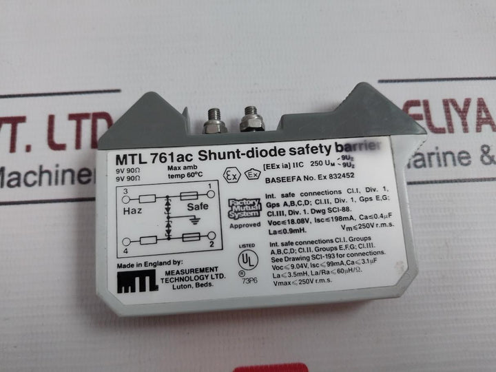 Measurement Technology Mtl 761Ac Shunt-diode Safety Barrier 9V 90Ω