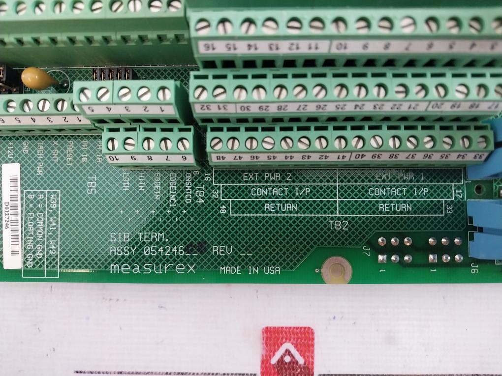 Measurex 05424600 Sib Terminal Board Rev.b