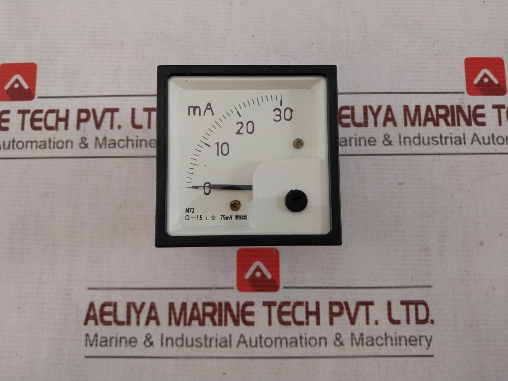 Meco M72 Dc Moving Coil Din Panel Ammeter / Voltmeter 0-30Ma 75Mv
