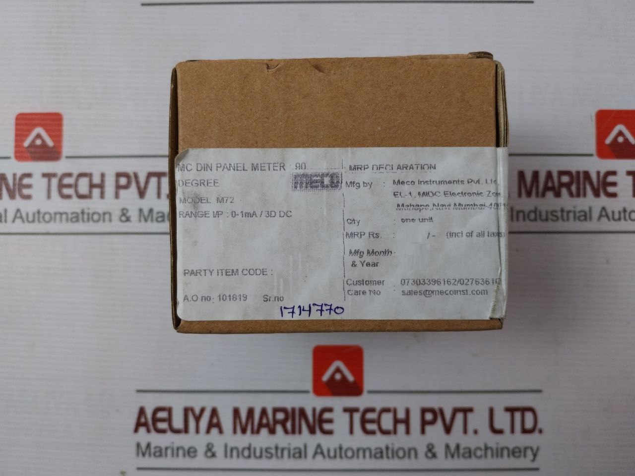 Meco M72 Mc Din Panel Analog Voltmeter 0-1Ma/3D Dc 101819 0-6V