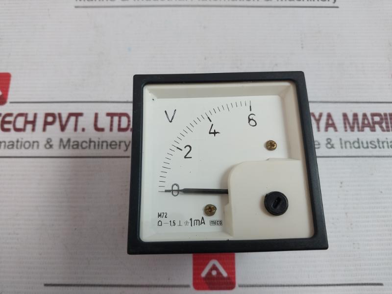 Meco M72 Mc Din Panel Analog Voltmeter 0-1Ma/3D Dc 101819 0-6V