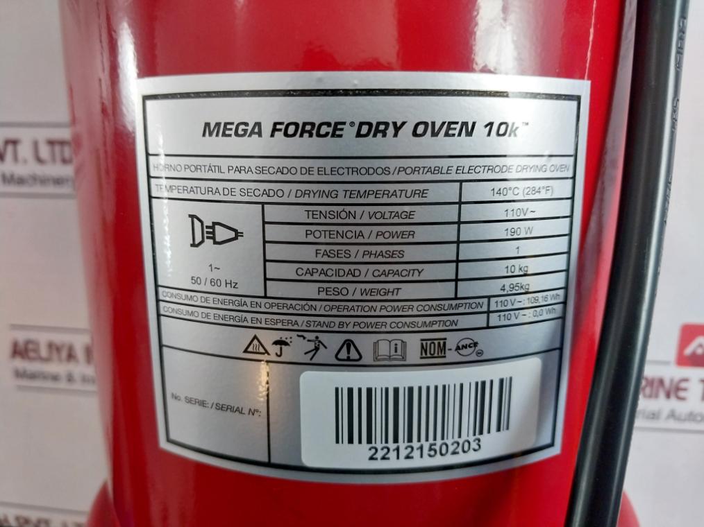 Mega Force Rf57333 Portable Electrode Drying Oven 10K 110V 50/60Hz 190W 109.16Wh