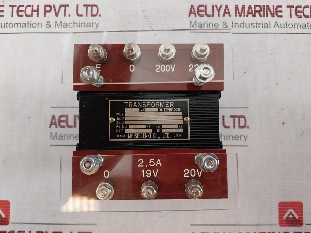Meisei Denki 74750782-03 Transformer 50Va 1Ph 200-220V/19-20V 50/60Hz