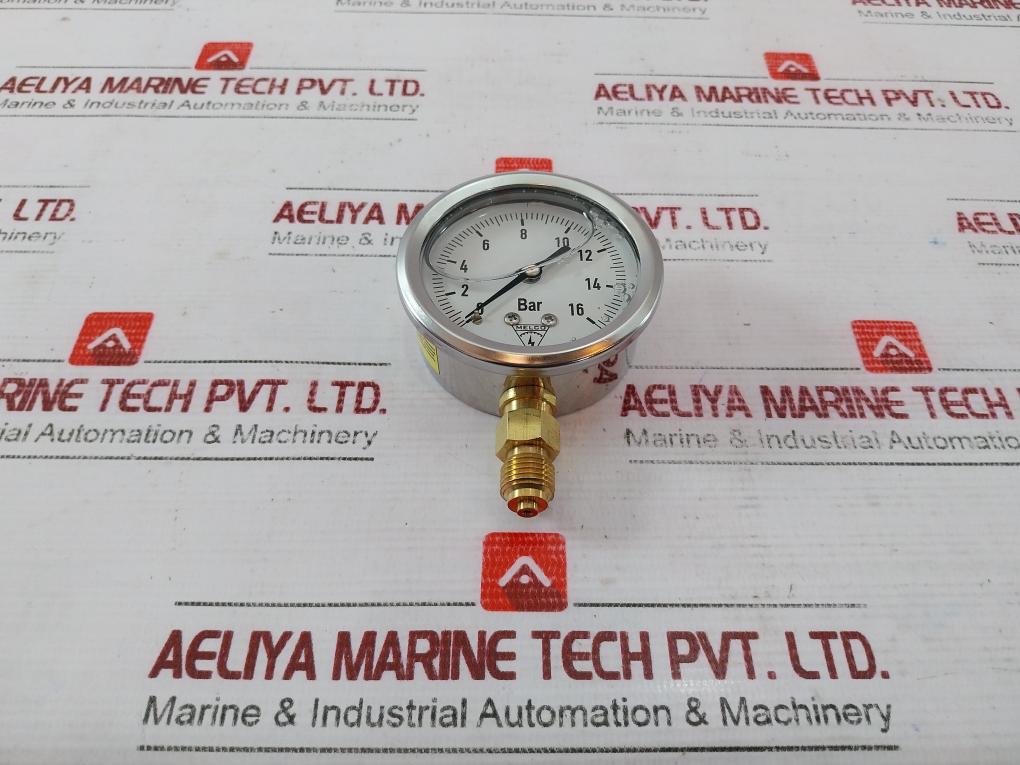 Melco Liquid Filled Pressure Gauge 0-16 Bar Gg 63d A