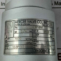 Mercer 91-m2D63P1641 Pressure Relief Valve 7070 Scfm,3500 Psi
