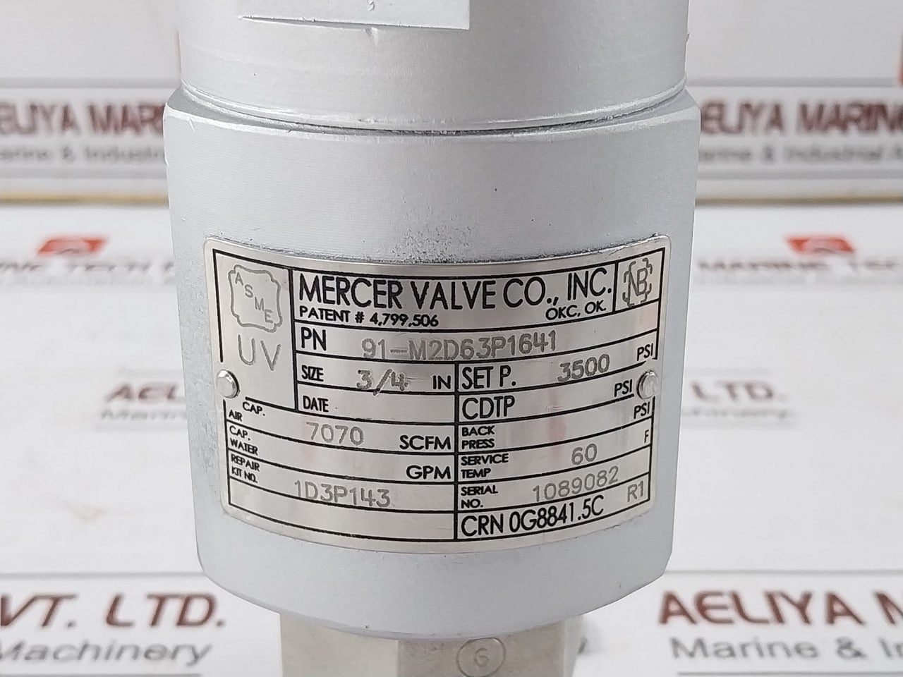Mercer Valve 91-m2D63P1641 3/4-inch Safety Relief Valve Crn 0G8841.5C R1 3500Psi