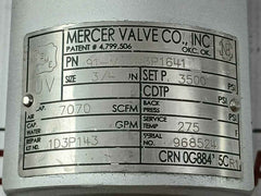 Mercer Valve 91-m2D63P1641 3/4" Safety Relief Valve 3500 Psi