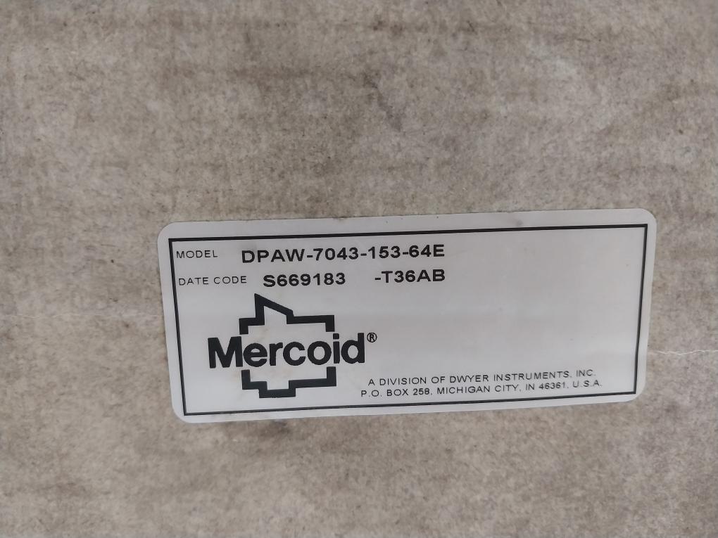 Mercoid Control Dpaw-7043-153-64E Series Dp-7000 Differential Pressure Switch