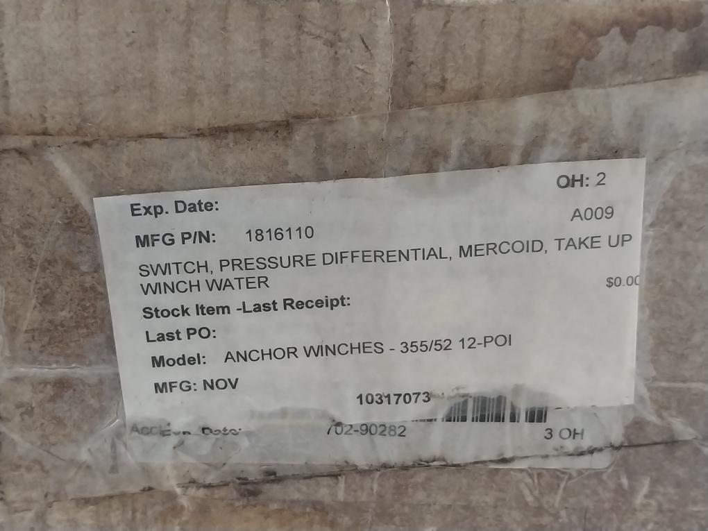 Mercoid Control Dpaw-7043-153-64E Series Dp-7000 Differential Pressure Switch