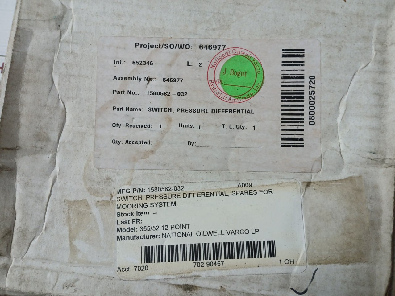 Mercoid Dpaw-7043-153-64E Differential Pressure Switch 1580582-032