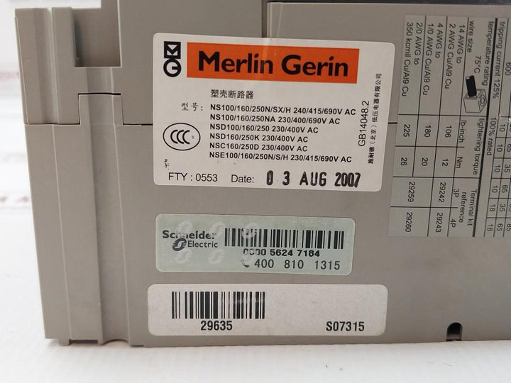 Merlin-Gerin-750V-8Kv-50-60Hz-3-pole-Molded-Case-Circuit-Breaker-Ns100-N-209681-8