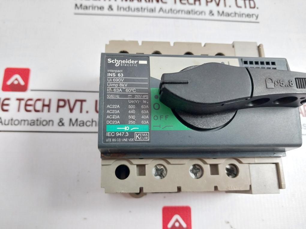 Merlin Gerin Ins 63 Interpact Switch Disconnector 690V 8Kv 63A 50/60Hz 4Bjk02888
