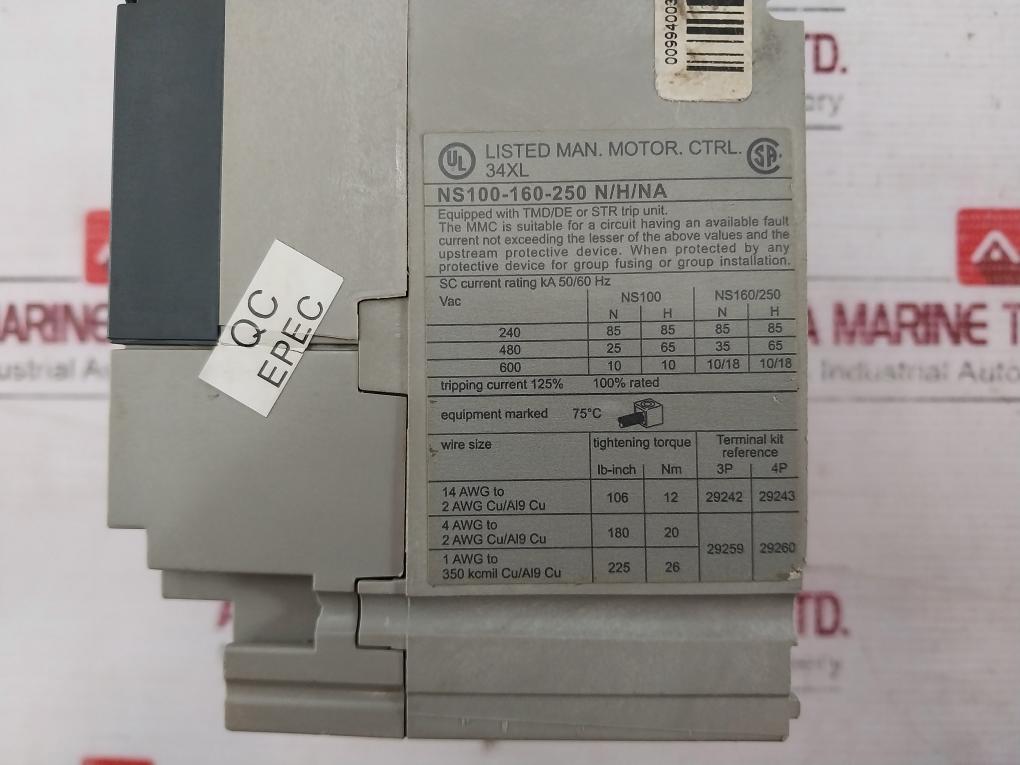Merlin Gerin Ns100-160-250 N/h/na Adapted Circuit Breaker 5tla0082928
